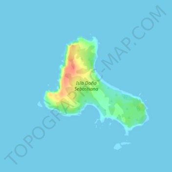 Topografische Karte Isla Doña Sebastiana, Höhe, Relief