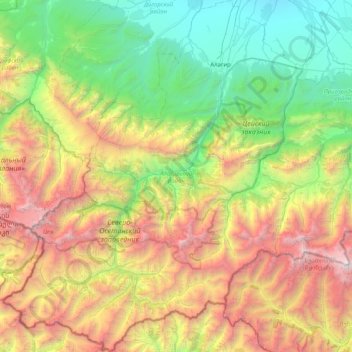 Topografische Karte Rajon Alagir, Höhe, Relief