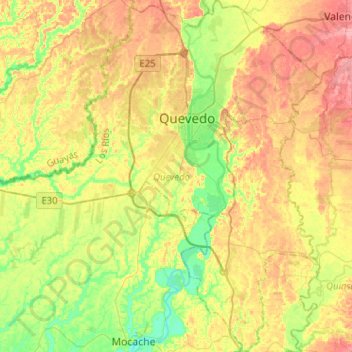 Topografische Karte Quevedo, Höhe, Relief