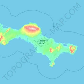Topografische Karte Sankt-Lorenz-Insel, Höhe, Relief