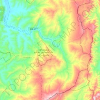 Topografische Karte Shamboyacu, Höhe, Relief