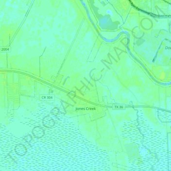 Topografische Karte Jones Creek, Höhe, Relief