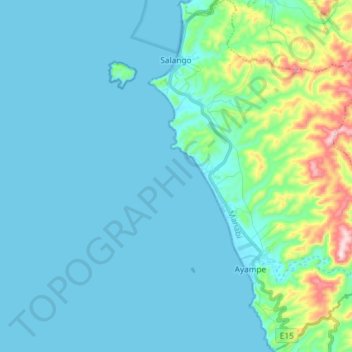 Topografische Karte Parroquia Salango, Höhe, Relief
