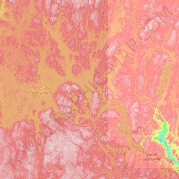 Topografische Karte Réservoir Pipmuacan, Höhe, Relief