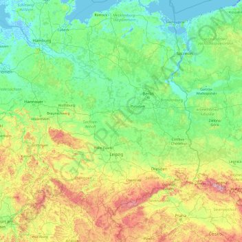 Topografische Karte Elbe, Höhe, Relief