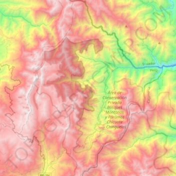Topografische Karte El Carmen de la Frontera, Höhe, Relief