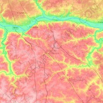 Topografische Karte городской округ Кашира, Höhe, Relief