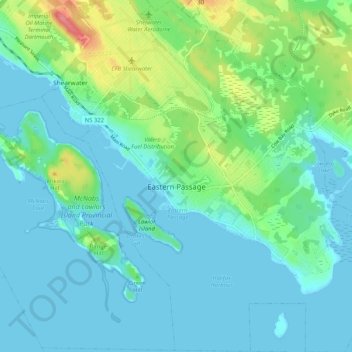 Topografische Karte Eastern Passage, Höhe, Relief