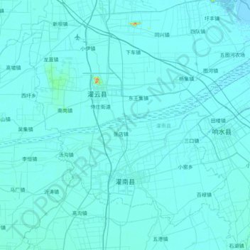 Topografische Karte 灌南县, Höhe, Relief