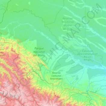 Topografische Karte Manu, Höhe, Relief