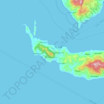 Topografische Karte Maricaban Island, Höhe, Relief