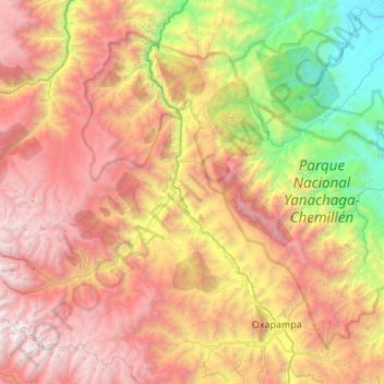Topografische Karte Huancabamba, Höhe, Relief