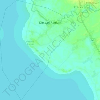 Topografische Karte Ditsaan-Ramain, Höhe, Relief