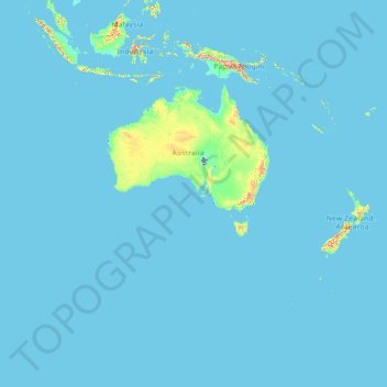Topografische Karte Australien, Höhe, Relief