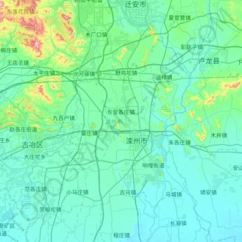Topografische Karte 滦州市, Höhe, Relief