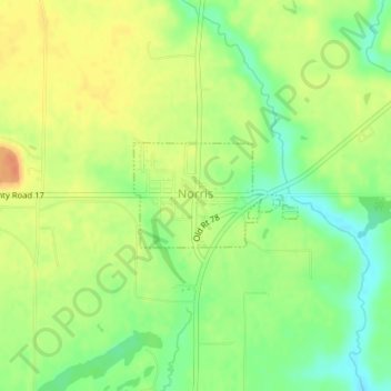 Topografische Karte Norris, Höhe, Relief