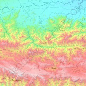 Topografische Karte Puncak, Höhe, Relief
