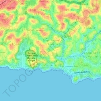 Topografische Karte Rio Vermelho, Höhe, Relief