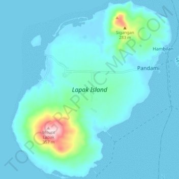 Topografische Karte Lapak Island, Höhe, Relief