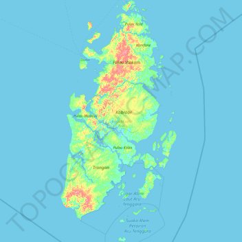 Topografische Karte Aru Islands, Höhe, Relief