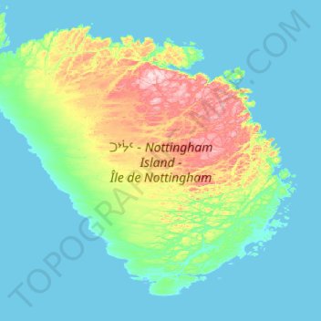Topografische Karte Nottingham Island, Höhe, Relief