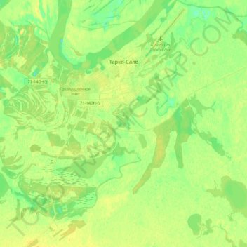 Topografische Karte Тарко-Сале, Höhe, Relief