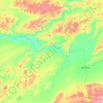 Topografische Karte Tanana River, Höhe, Relief