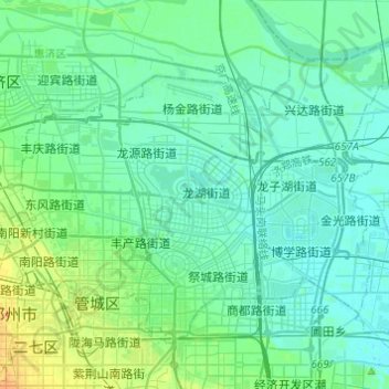 Topografische Karte 金水区, Höhe, Relief