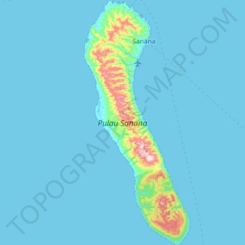 Topografische Karte Sanana Island, Höhe, Relief