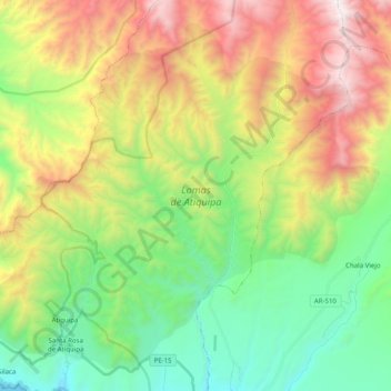 Topografische Karte Lomas de Atiquipa, Höhe, Relief