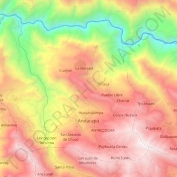Topografische Karte Andarapa, Höhe, Relief