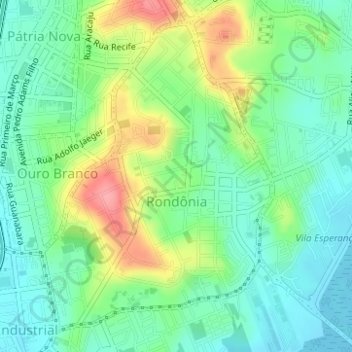 Topografische Karte Rondônia, Höhe, Relief