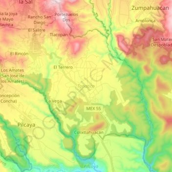 Topografische Karte Tonatico, Höhe, Relief
