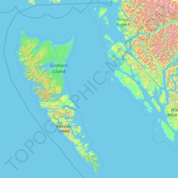 Topografische Karte Skeena-Queen Charlotte Regional District, Höhe, Relief