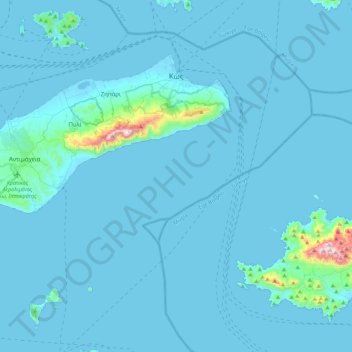 Topografische Karte Δήμος Κω, Höhe, Relief