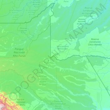 Topografische Karte Tahuamanu Province, Höhe, Relief