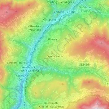 Topografische Karte Laion, Höhe, Relief