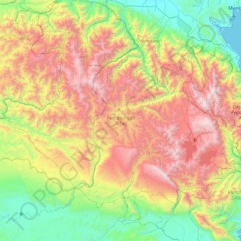 Topografische Karte Pegunungan Arfak, Höhe, Relief