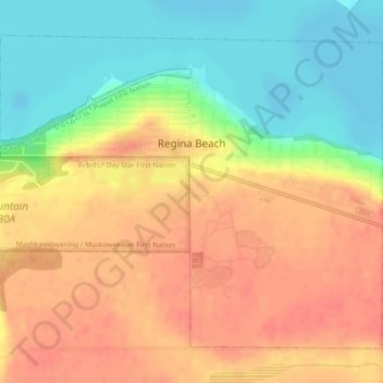 Topografische Karte Regina Beach, Höhe, Relief