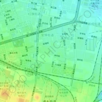 Topografische Karte 安埠街道, Höhe, Relief