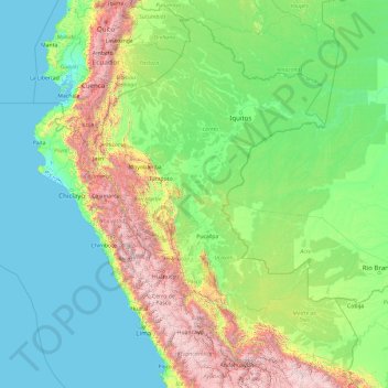 Topografische Karte Peru, Höhe, Relief