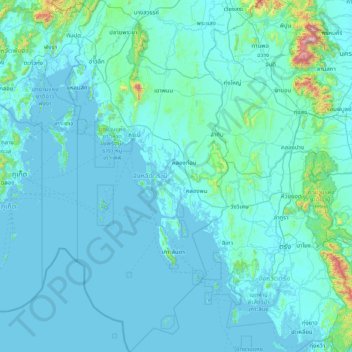 Topografische Karte Provinz Krabi, Höhe, Relief