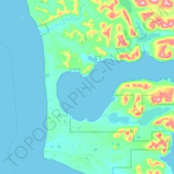 Topografische Karte Olga Bay, Höhe, Relief