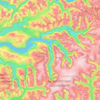 Topografische Karte Sogn und Fjordane, Höhe, Relief