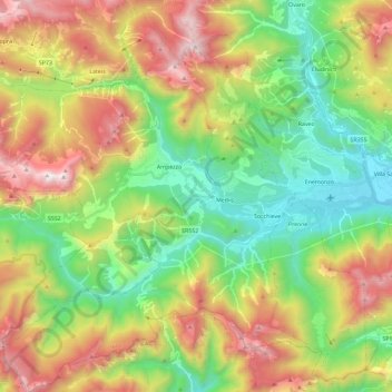 Topografische Karte Socchieve, Höhe, Relief