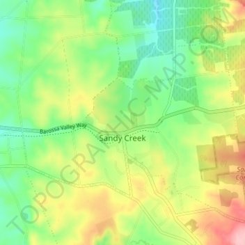 Topografische Karte Sandy Creek, Höhe, Relief