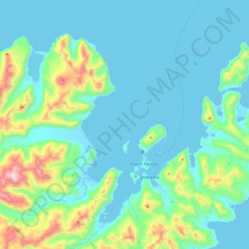 Topografische Karte Unalaska, Höhe, Relief