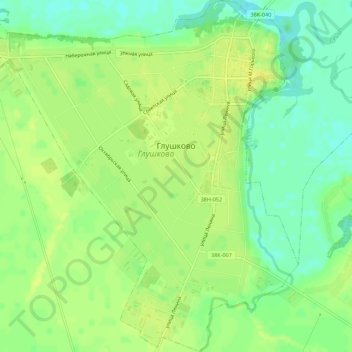 Topografische Karte городское поселение Глушково, Höhe, Relief