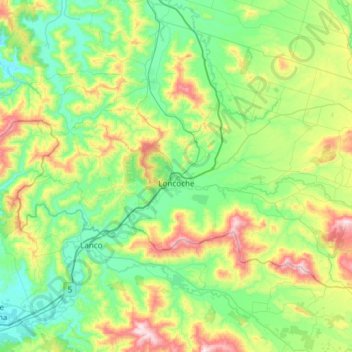 Topografische Karte Loncoche, Höhe, Relief