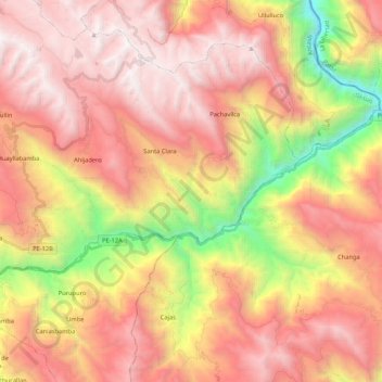Topografische Karte Rupac, Höhe, Relief